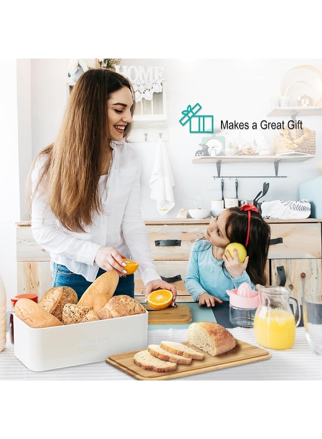 OUTSHINE White Bread Box for Kitchen Countertop, Bread Box with Cutting Board Lid, White Bread Box, Small Bread Box, Bread Bin, Bread Holder for Kitchen Counter - Image 5